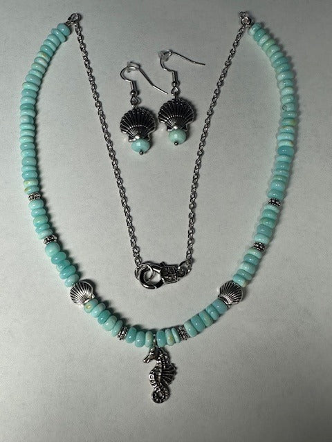 Blue Peruvian Opal Jewelry set