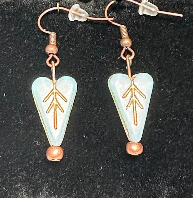 Czech Glass Light Blue Heart Earrings