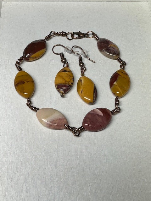 Mookaite Jasper Bracelet and Earring Set