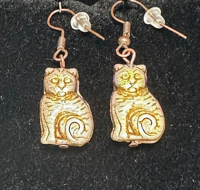 Czech Glass Cat Earrings
